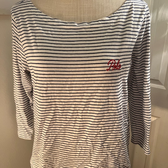 POLO RALPH LAUREN 100% Cotton Blue Striped 3/4 Sleeve Top  Size XL - Picture 3 of 3
